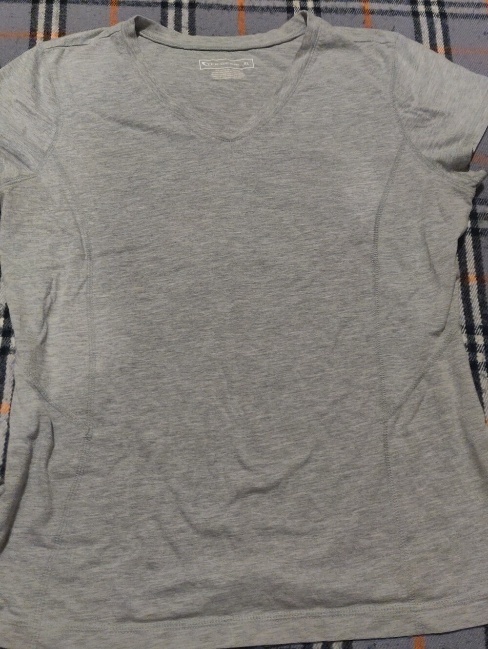 Women's Tek Gear Short-Sleeve Crew Tee - Light Gray Size XL Athletic Top